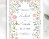 Elegant Floral Wedding Invitation Suite printable wedding invite boho Floral wedding invitation template CANVA Wildflower Invitation, NELLY