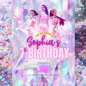 KPOP Demon Hunters Invitation EDITABLE K Pop Birthday Invitation KPOP Demon Hunters Birthday invitation K-Pop Demon Hunters Party Supplies