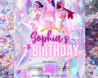 KPOP Demon Hunters Invitation EDITABLE K Pop Birthday Invitation KPOP Demon Hunters Birthday invitation K-Pop Demon Hunters Party Supplies