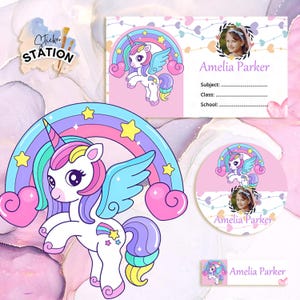 Unicorn School Labels, Personalized Kids Name Label (Digital Download)