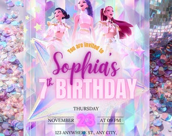 KPOP Demon Hunters Invitation EDITABLE K Pop Birthday Invitation KPOP Demon Hunters kids Birthday invitation K-Pop Demon Hunters Party