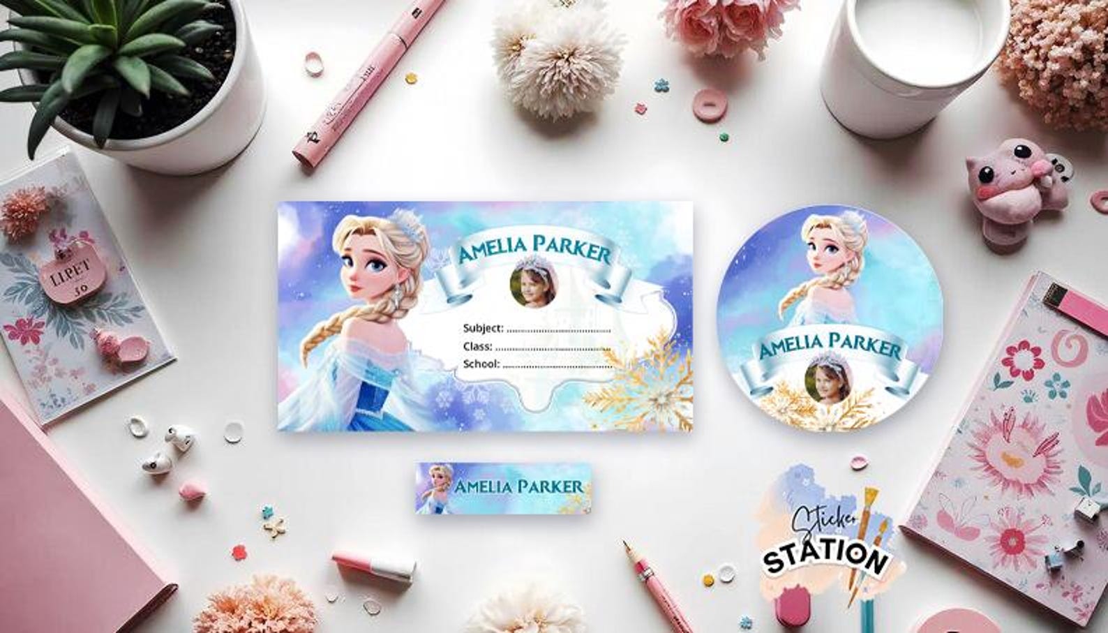 Elsa Frozen School Labels, Personalized Kids Name Stickers (digital ...