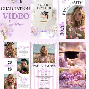 2026 Graduation Invitation video, Animated graduation video, Grad party evite, Editable Photo Grad Invite, Class of 2026 Announcement, Canva