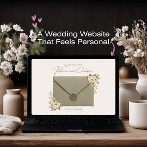 Elegant sage green wedding website template with floral editorial design and romantic Lake Como aesthetic