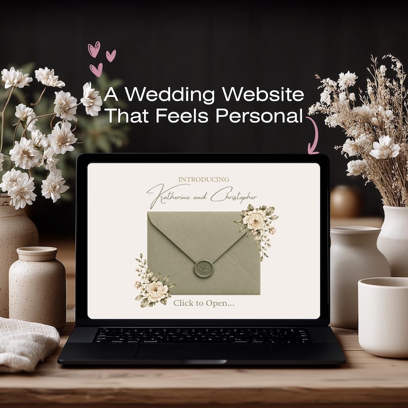 Elegant sage green wedding website template with floral editorial design and romantic Lake Como aesthetic