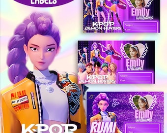 KPOP DEMON HUNTERS Terug naar school-voorraadlabels Huntrix-sticker custom Saja Boys png-naamlabel kindernaamlabels aangepaste kinderstickers canvas