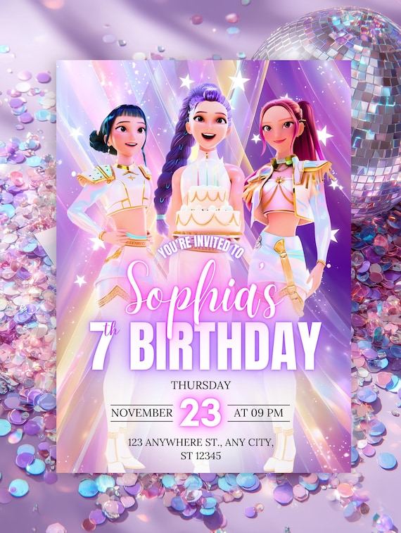 Editable KPOP Demon Hunters Invitation K Pop Birthday Invitation KPOP Demon Hunters Glam Birthday invitation K-Pop Demon Hunters Party