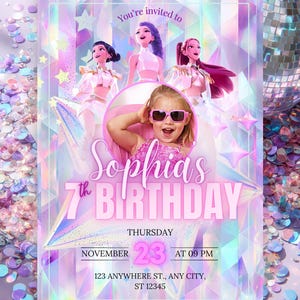 KPOP Demon Hunters Invitation with photo EDITABLE K Pop Birthday Invitation KPOP Demon Hunters kids Birthday invitation K-Pop Demon Hunters