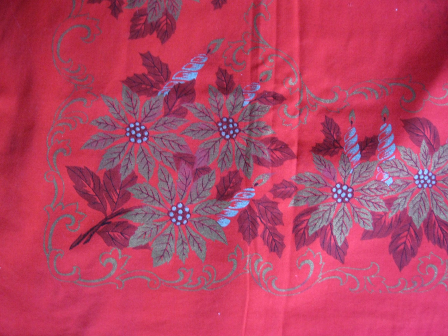 Vintage Red Cotton Tablecloth Christmas Printed Noel - Etsy