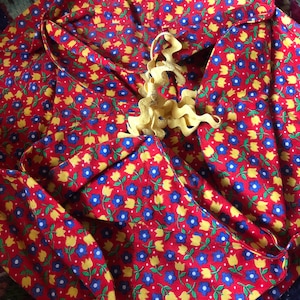 Réchauffeur de tissu en biscuit vintage Calico Rick Rack Floral Flowers