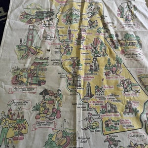 Vintage California Map Bib Apron State Souvenir