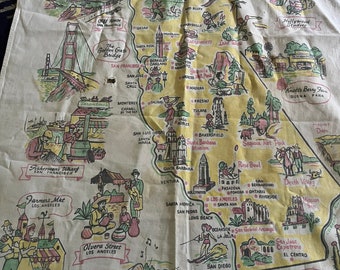 Vintage California Map Bib Apron State Souvenir