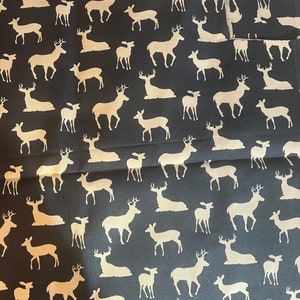 Materiał z tkaniny Deer Buck Doe Fawn Slate Blue Pillow Tapicerka