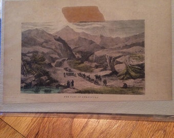 1851 Wood Engraving Mexican War Andostura Saltillo Santa Anna Hand Colored