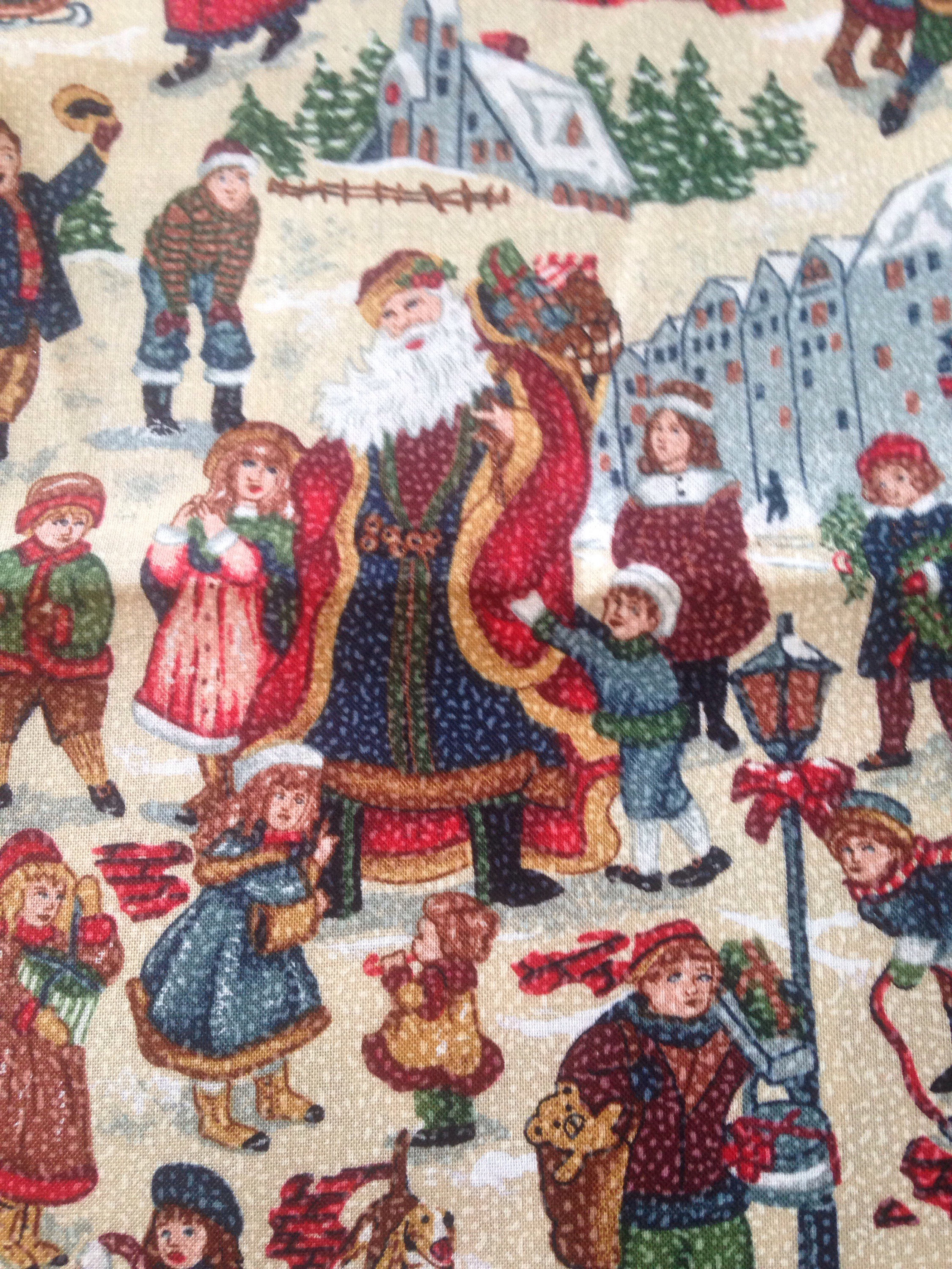Father Christmas Cotton Quilting Fabric Snow Santa Claus Etsy