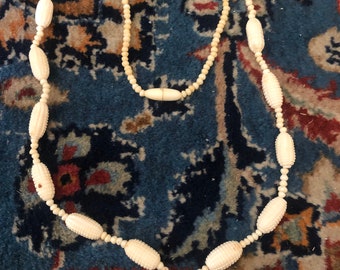 Bead Beaded Necklace, VIntage, Cream Color