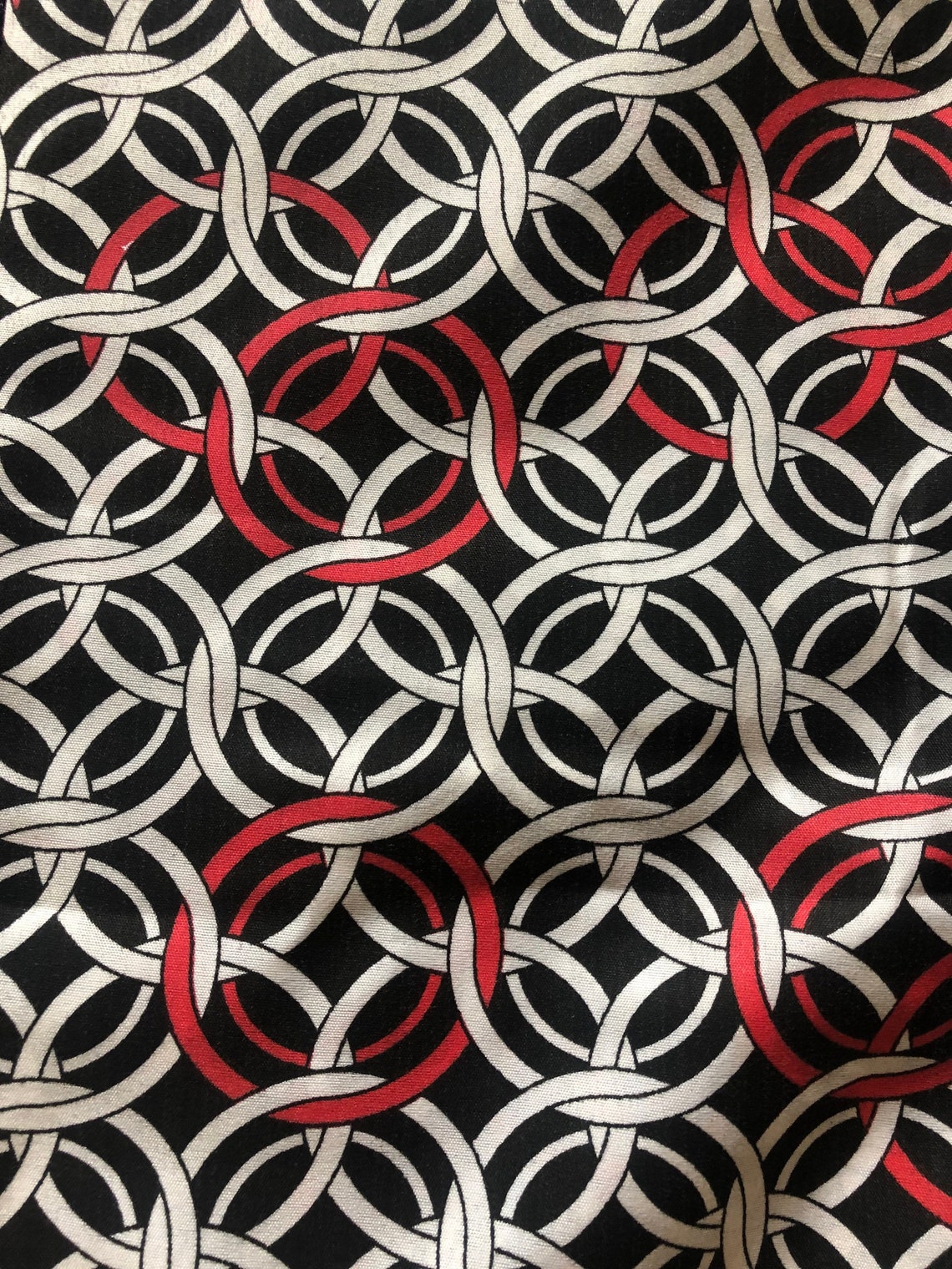 Geometric Circles Fabric Black Red White Contemporary Mod Etsy