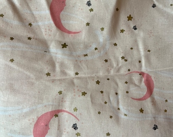 Light Pink Fabric Moon Metallic Stars Baby Infant Nursery