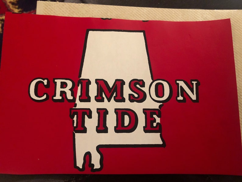 Vintage University of Alabama Sticker Seal Bama Crimson Tide White Capstone
