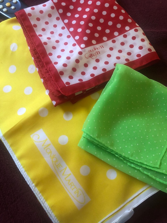 Foulard/Écharpe Fine En Laine Rouge à Pois Jaune - Neuf Sans étiquette, Unisexe