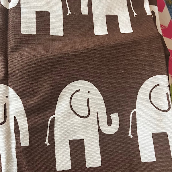 Brown and White Elephant Fabric Baby Nursery Children