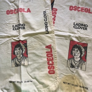 Vintage Ladino Osceola Clover Seed Sack Cotton Bag