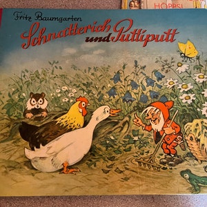 Schnatterich und Puttiputt German Picture book Midcentury Chicken Duck Farm Woodland Adventure