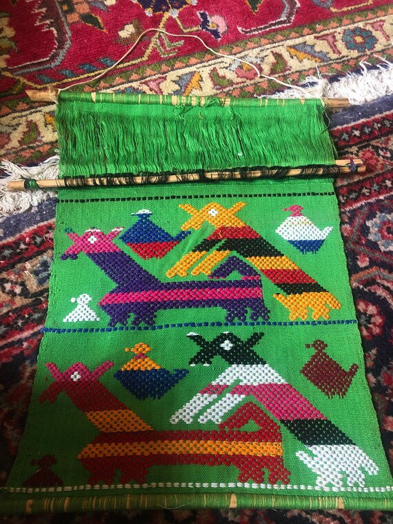 Vintage Woven Tapestry Guatemala Central America Animals  Etsy