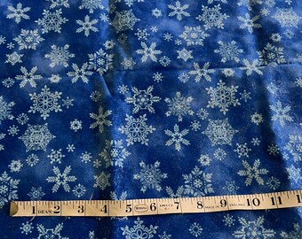 Snowflake Fabric with Glitter Accents Snow Winter Quilting Material