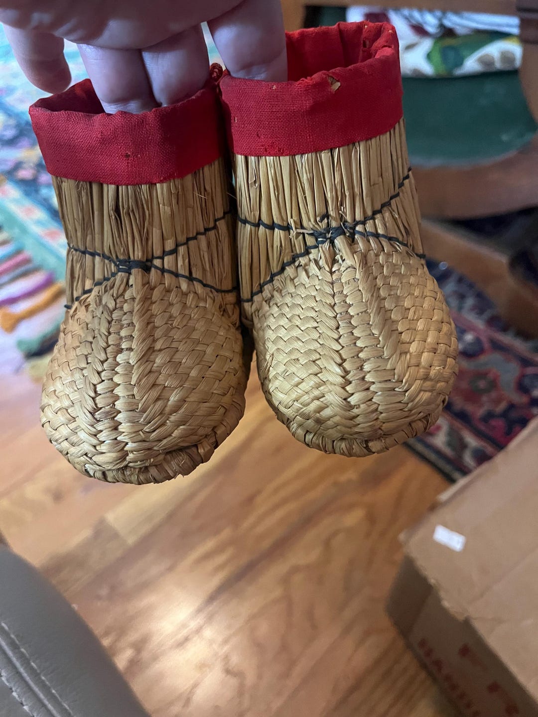 Vintage Woven Shoes Doll Rushes Natural Fibers Abtique - Etsy