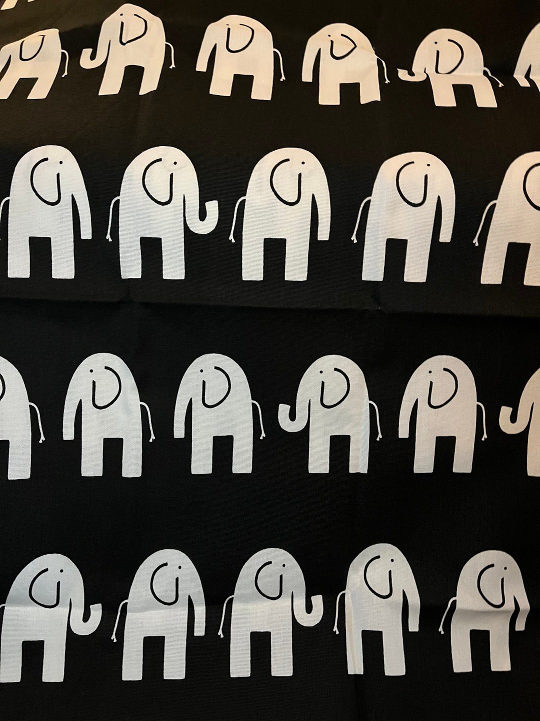 Black and White Elephant Fabric Baby Nursery Children Etsy
