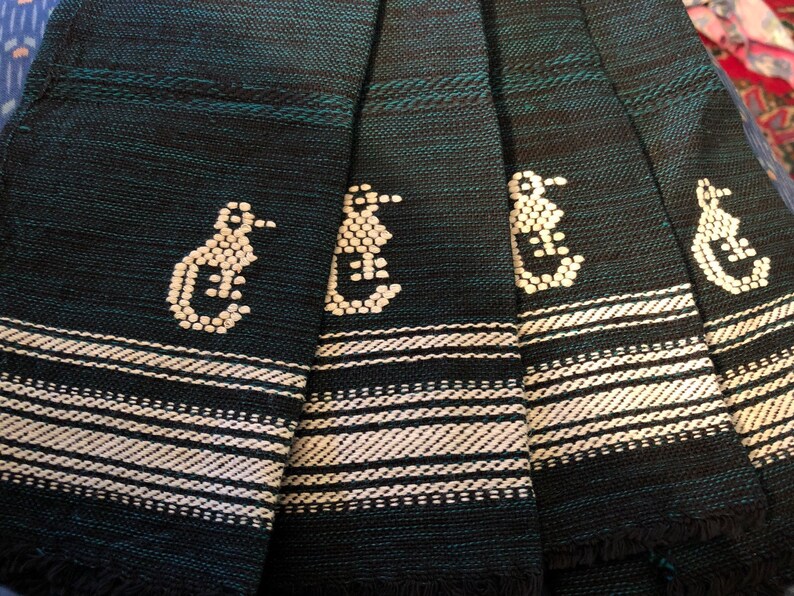 Vintage Woven Lunch Dinner Napkins Birds Guatemala Central South America Cotton