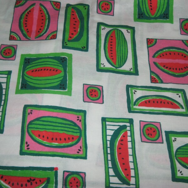 Watermelon Fabric, Watermelon Slices, Green, Pink, Red, Black, Geometric
