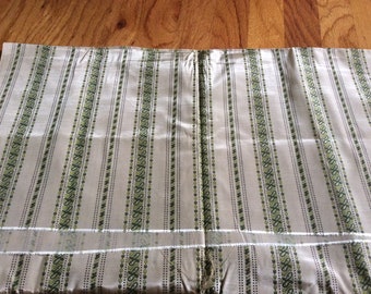 Vintage Paisley stripe Green Fabric Silk Taffeta Tan Beige Cream