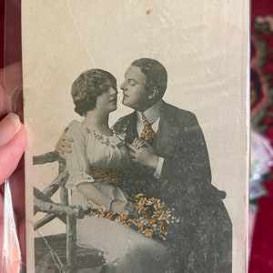 Antique Postcard Romantic Love Kiss Courting Wooing