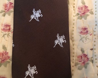 Vintage Equestrian Necktie dark Brown Reps Prance Dressage