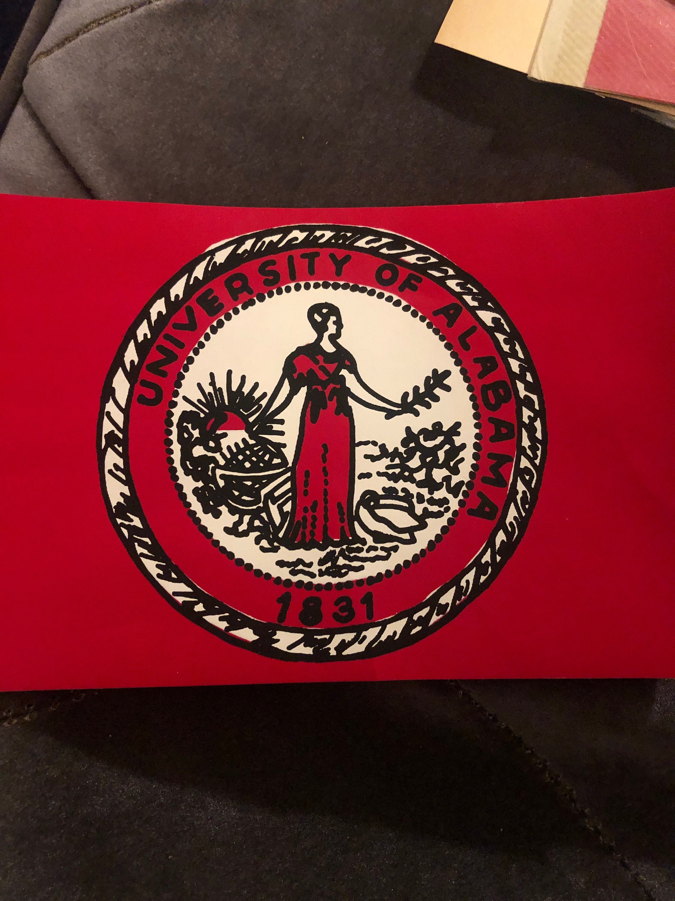 Vintage University of Alabama Sticker Seal Bama Crimson Tide White Capstone