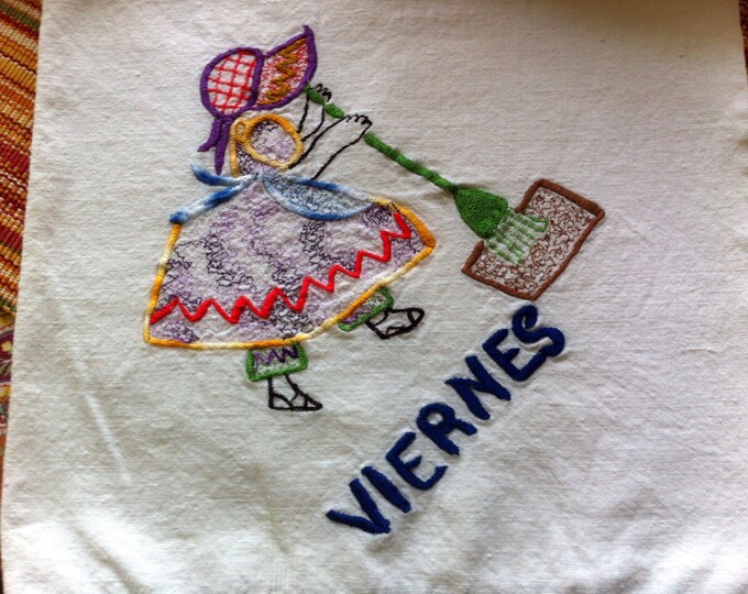 Embroidered Dish Towels Spanish Days of the Week Etsy