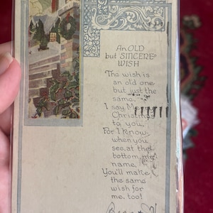 Carte postale de Noël antique Holly Wreath Village Snow