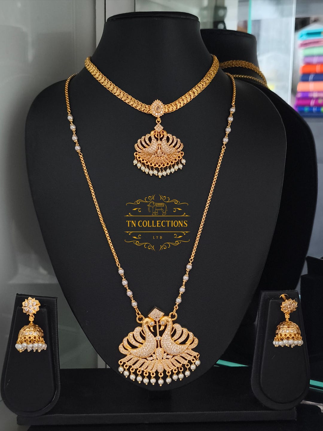 Micro Gold-plated Traditional Peacock Pathakkam With Attiyal Semi ...