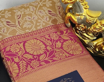 Semi Silk Saree von Banaras mit Aari Blusen Material