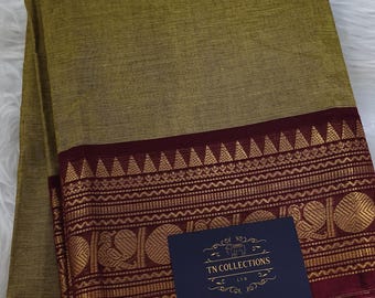 Pure Traditional kanchi cotton saree south indian womens casual temple wear handloom