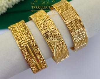 Schraubarmreifen aus einem Gramm Gold / Kada, traditioneller südindischer Hochzeitsschmuck (EINZELNER Armreif)