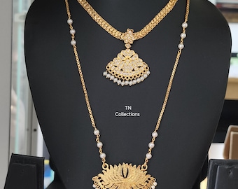 Traditionelles Lotus Pathakkam mit floralem Attiyal, halb-brautliches Set, südindischer asiatischer Hochzeitsschmuck