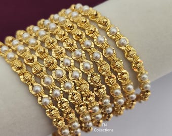 One gram gold plated Beaded Bangles Trendy wedding jewellery set includes 4 Bangles