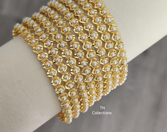 One gram gold plated Beaded Bangles set asian Indian wedding jewellery (4 Bangles)