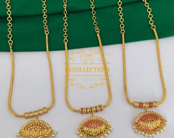 Micro Vergoldet Traditionelle Alli floral attiyal kurze Halskette Südindischer Hochzeitsschmuck