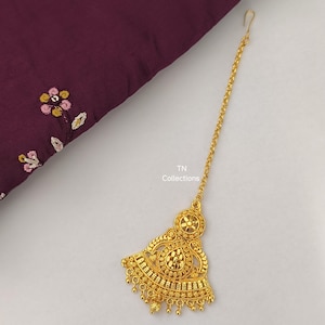 Micro gold plated Maang tikka Asian indian hair accessories jewellery