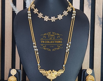 Mikro-vergoldetes traditionelles Attiyal Pathakkam-Set für die Braut – südindischer ethnischer Modeschmuck für Hochzeiten
