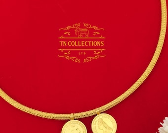 Traditioneller Vaira Thalikodi-Schmuck aus Sri Lanka, Indien, 22 Karat vergoldet, Thirumangalyam-Imitationsschmuck (9 bis 11 mm Dicke, Kodi)